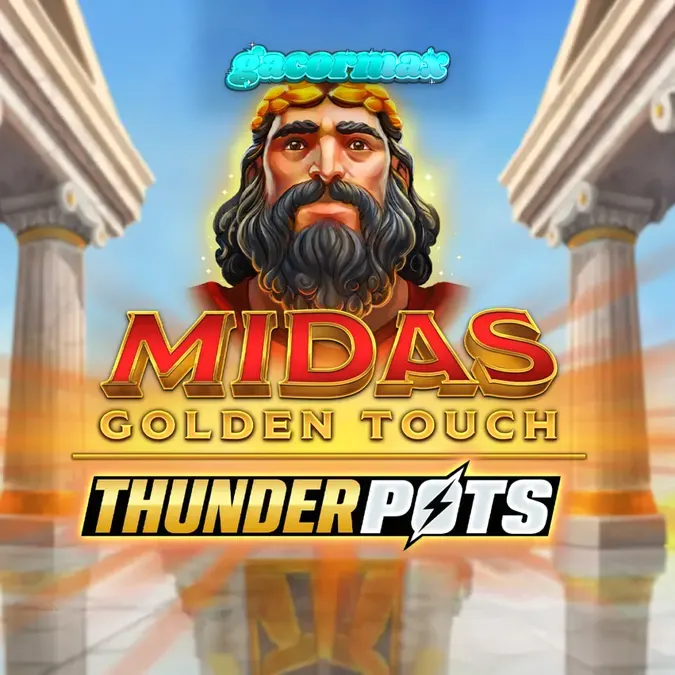 Tampilan visual slot Midas Golden Touch: Thunder Pots dengan tema mitologi Yunani